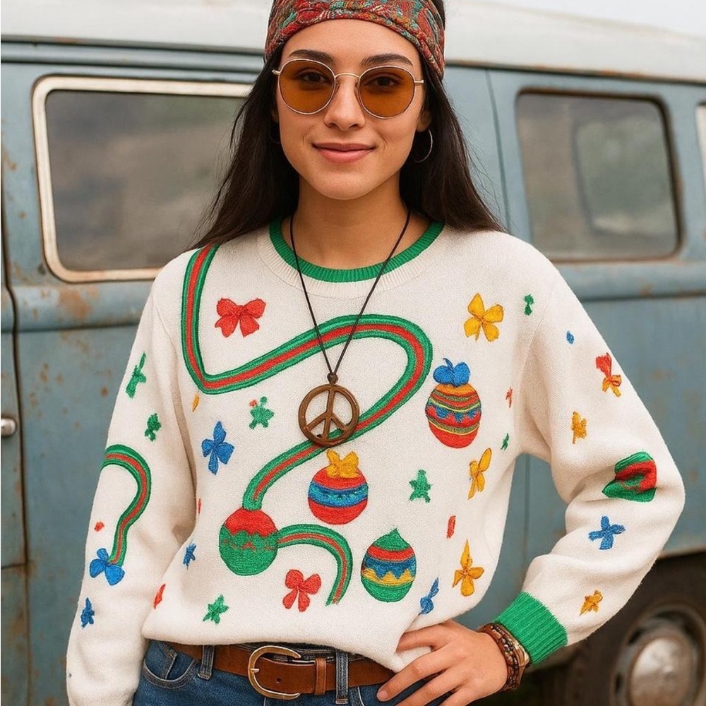 Westbound White Sweater with Colorful Accents